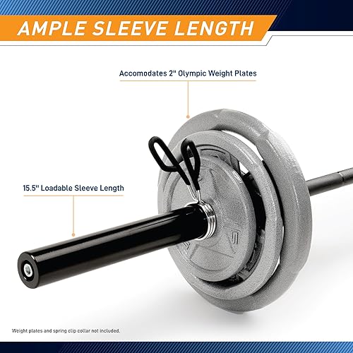 Miniatura 3 de Marcy Barra recta de 7 pies, barra olímpica de levantamiento de pesas de 30 libras con diámetro de 2 pulgadas para entrenamiento de fuerza en el