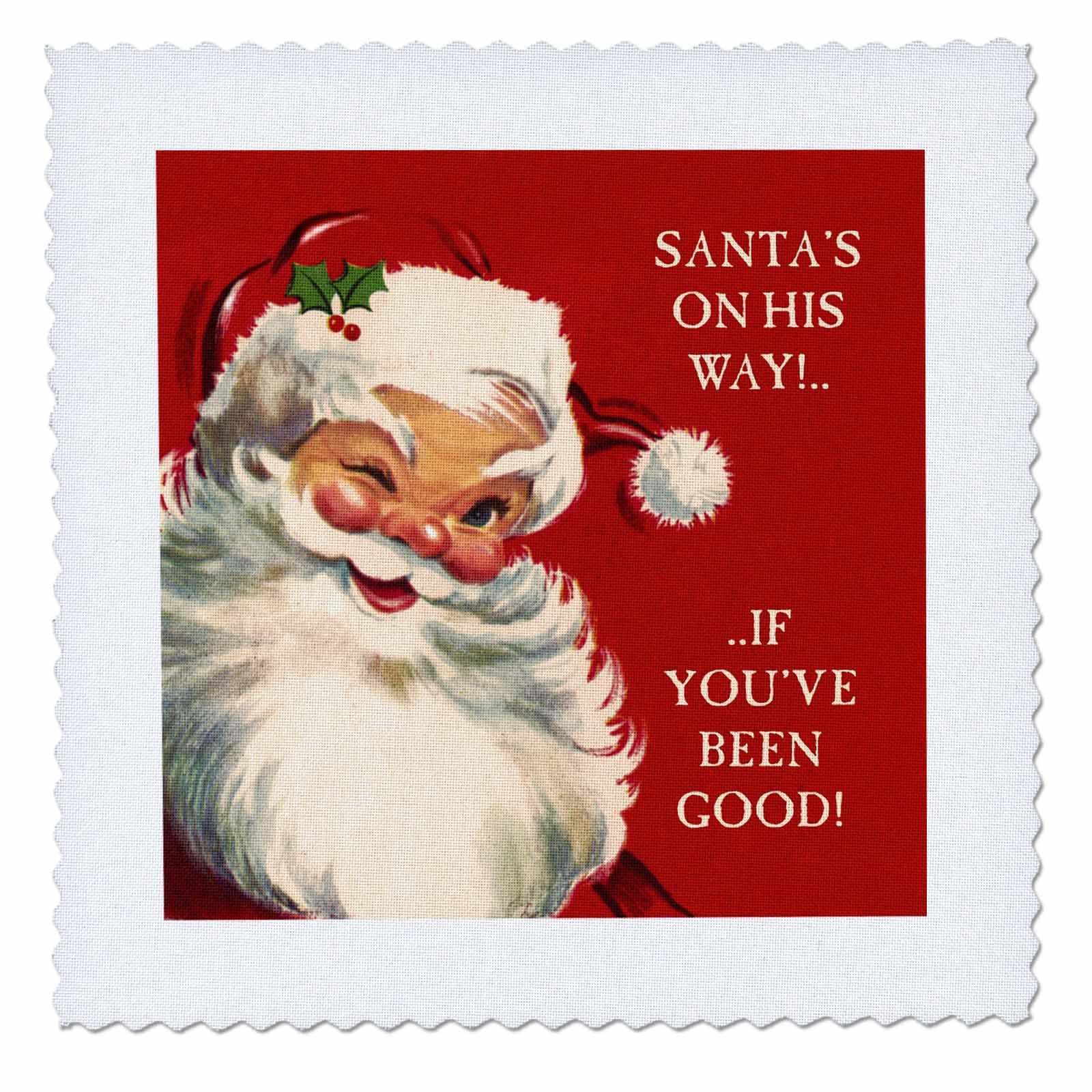 16x16 inch Quilt Square - Santa On His Way- Vintage Santa Illustration Christmas Designs