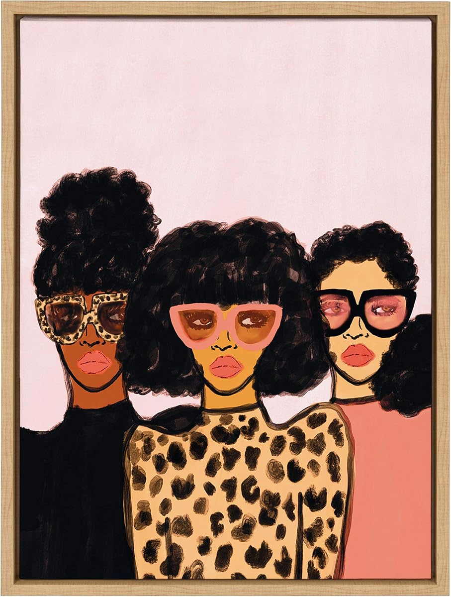 Kate and Laurel Sylvie Shade Squad Lienzo enmarcado para pared de Kendra Dandy, 18 x 24, decoración de arte moderno natural y elegante