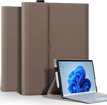 Leather Case for Microsoft Surface Pro 8 13" 2021, Gray Brown