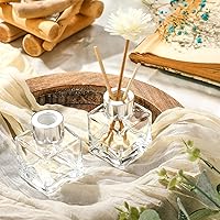 Vista 4 de Sabary Juego de 30 botellas difusoras de vidrio cuadradas con tapas plateadas, juego de botellas difusoras recargables de 1.7 onzas, tarro