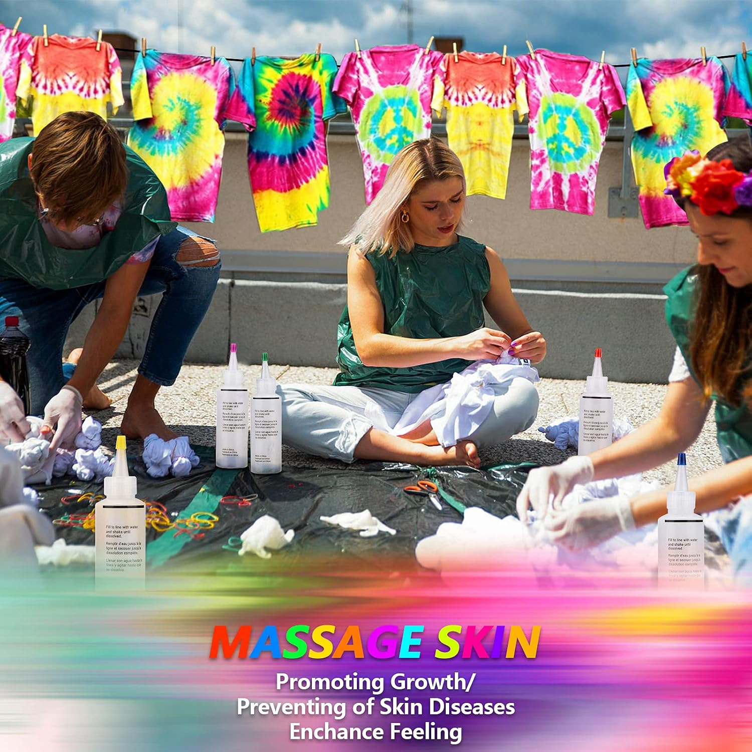 Tie Dye Kit, MAXSHOP Rainbow 12-Color Party Kit Tie-Dye 120ML Squeeze Bottles Vibrant Dye for Textile Craft Arts Shirt Canvas T-Shirt Fabric Clothing DIY