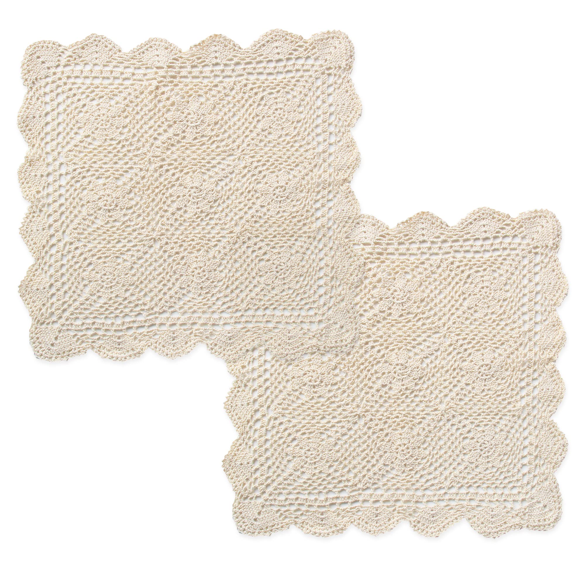 Sets de table en dentelle de coton faits main beige 45 cm Kilofly