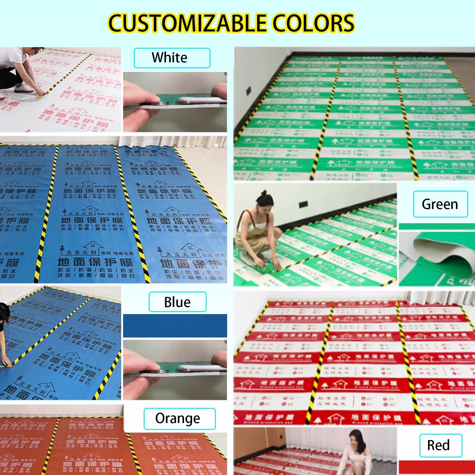 Película de protección de Piso Protector Antideslizante for alfombras de Alta Resistencia, Rollo de protección Temporal for Pisos de Madera, Azulejos y bañeras.(2mm/0.08in,500sq(w3.9XL137'))