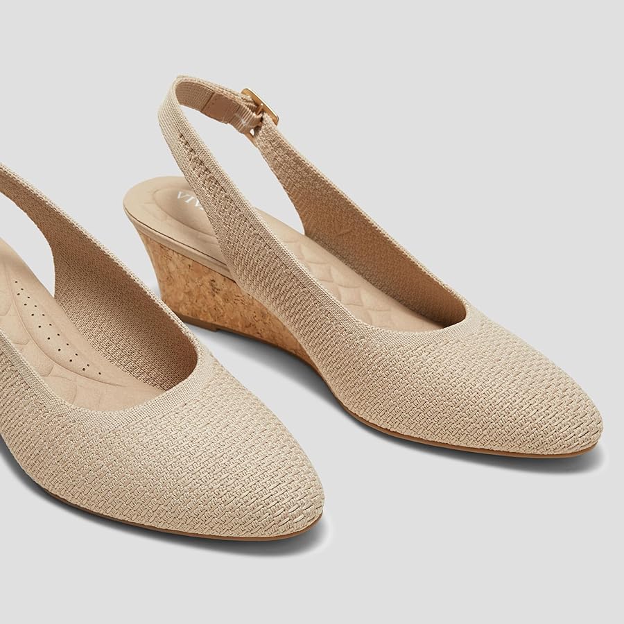 Amazon.com | VIVAIA Tamia Slingback Wedge Pro Almond-Toe