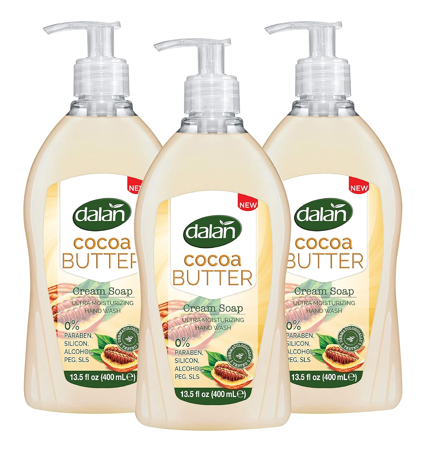 Dalan Cocoa Butter Cream Ultra Moisturizing Liquid Hand Soap for Dry and Fresh Hands Feeling Clean and Soft (13.5 Fl Oz / 400 mL (Pack of 12))