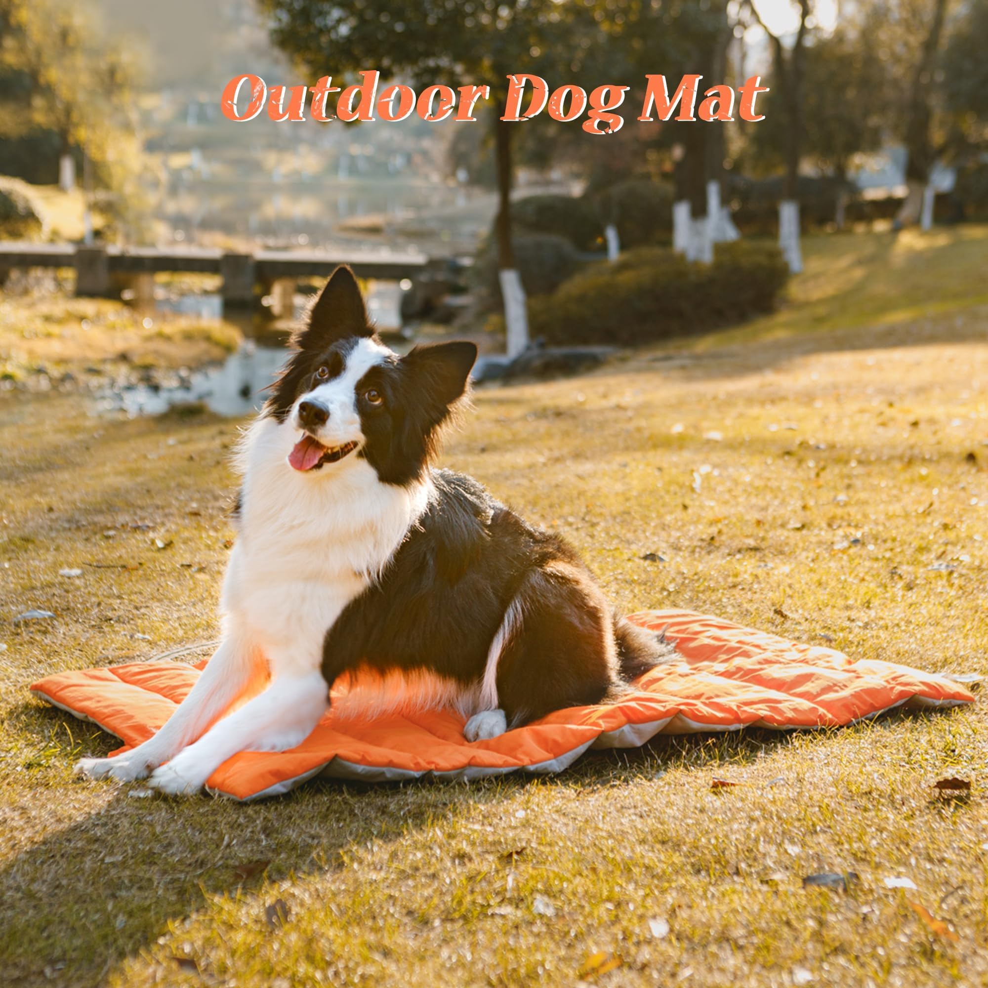 UNIKOME Cuccia Cane Grande per Interno e Esterno, Cuscino Cane Impermeabile, Facile da Lavare, Pieghevole, Resistente Materassino Cani/Gatto/Pet per Viaggi All'aperto (Arancione+Grigio, 110x68cm)