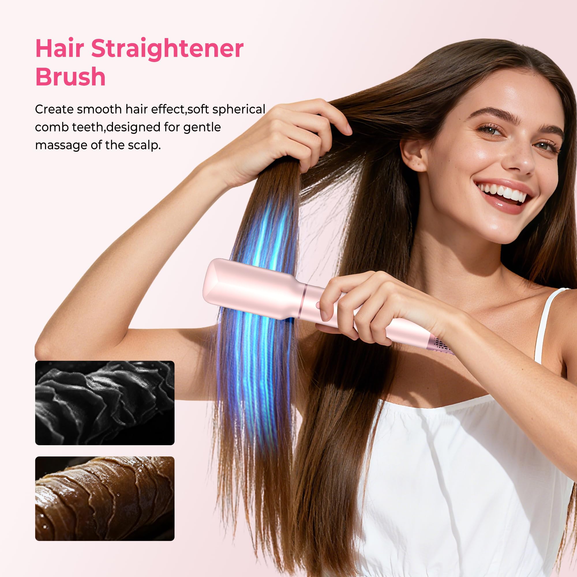 Atopskins Air Styler Brosse Soufflante 5 in 1, Seche Cheveux Ionique, Air Boucleur a Cheveux, Hair Styler Brosse Soufflante Brushing, Brosse Lissante, Pour Cheveux Bouclés, Sécher les Cheveux