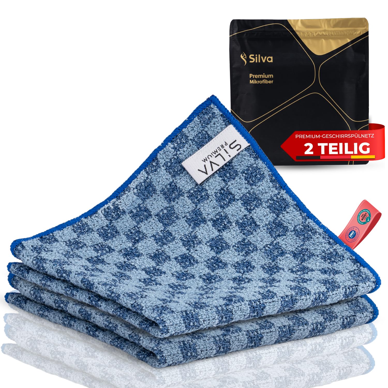 Chiffon microfibre puissant Silva lot de 2 récurant ultra absorbant