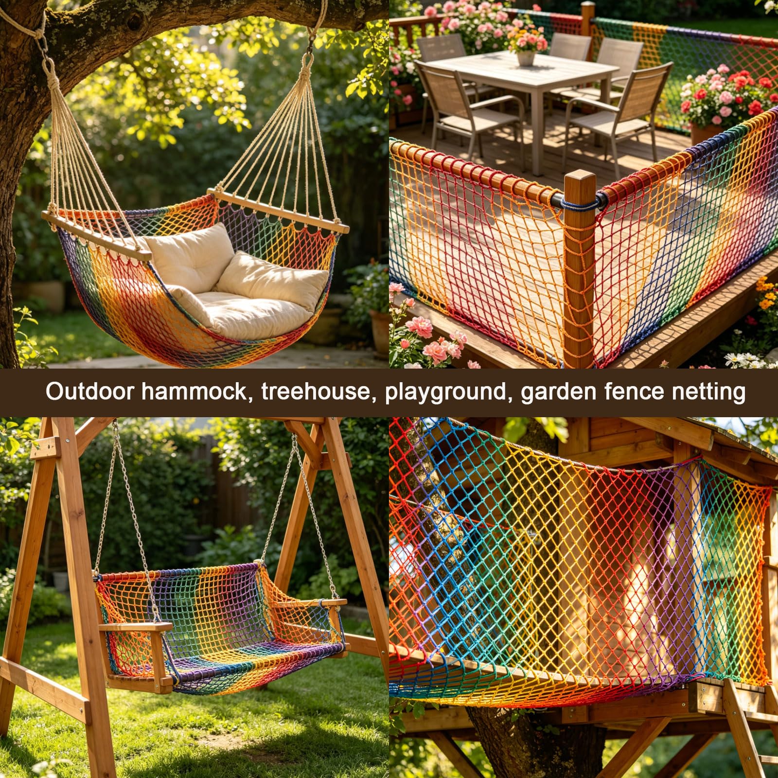 Universal Sicherheitsnetz Bunt Kinder Schutznetz Polyester Knotenlos Treppe Zaun GeländerSicherheitsschutz Anti-Fall für Haustier Katzennetz Balkone Terrassen Fenster(Size:2*3m(7*10ft),Color:BUNTE)