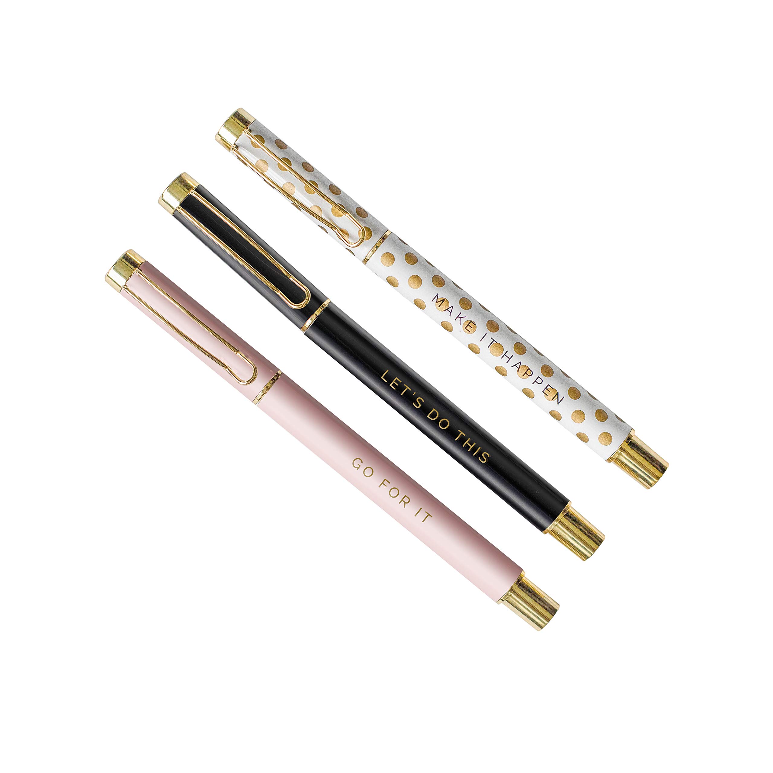 Sweet Water Decor Metal Inspirational Pen Set Inspirational Motivational Quotes Ballpoint Pen Chic Office Decor Gifts for Women Desk Supplies Accessories Gold Cute Pen Sets School Girly Cubicle Bosses