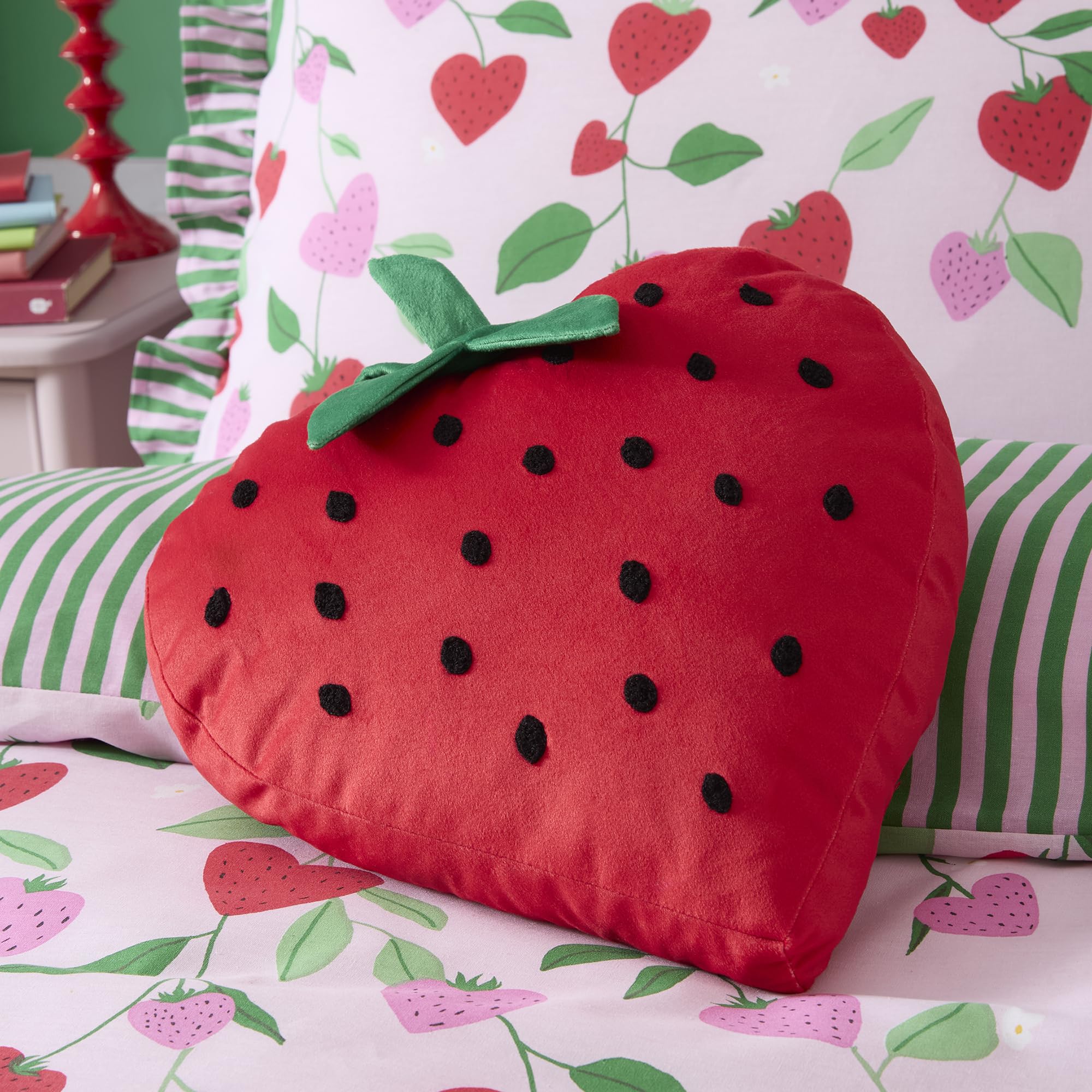 Bedlam Strawberry Shaped Cushion In Red One Size