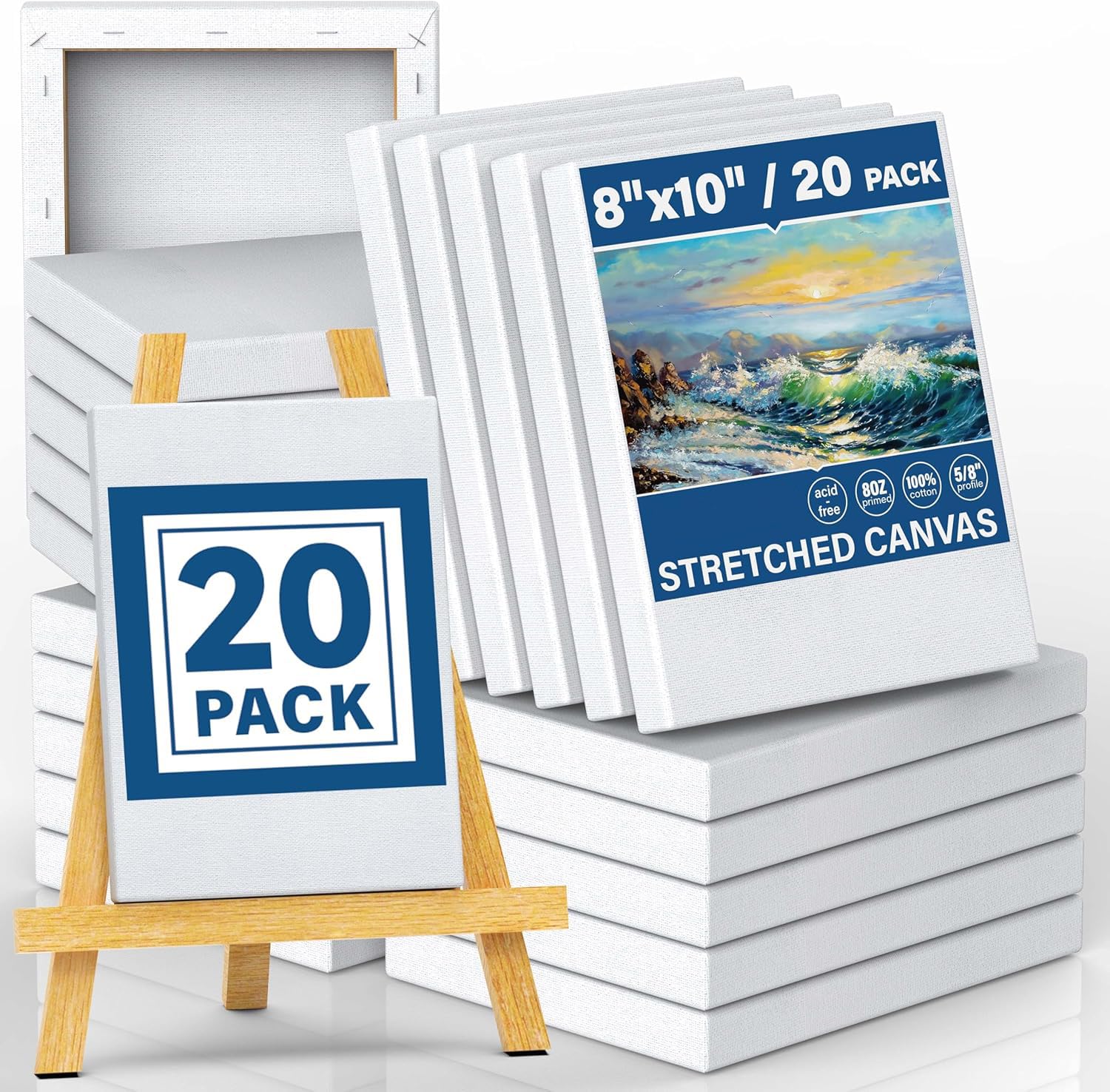 – Canvas Boards for Painting 20 Pack, Cotton Painting Canvas Panels, 20 cm x 25 cm Super Value Pack, Artist Canvas Panels for Oil & Acrylic Painting