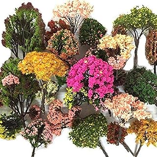 32pcs 0.79-6.30inch Mixed Model Trees Accessories Model Train Scenery Architecture Trees Model Scenery with No Stands(Colorful)
