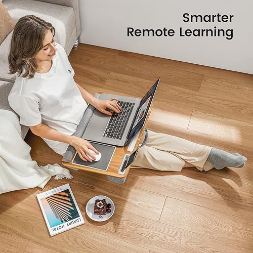 Miniatura 3 de Totnz Escritorio de regazo, escritorio para computadora portátil de oficina en casa, se adapta a portátiles de hasta 17 pulgadas con alfombrilla