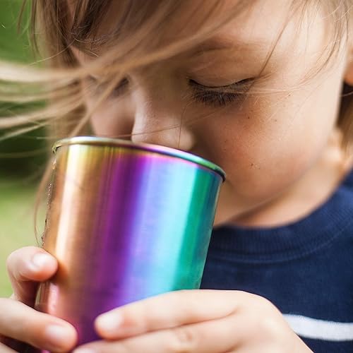 Miniatura 7 de Vasos Rainbow de acero inoxidable de 10 onzas, paquete de 4 unidades, ideales para niños, ecológicos, saludables, de grado alimenticio, duraderos e