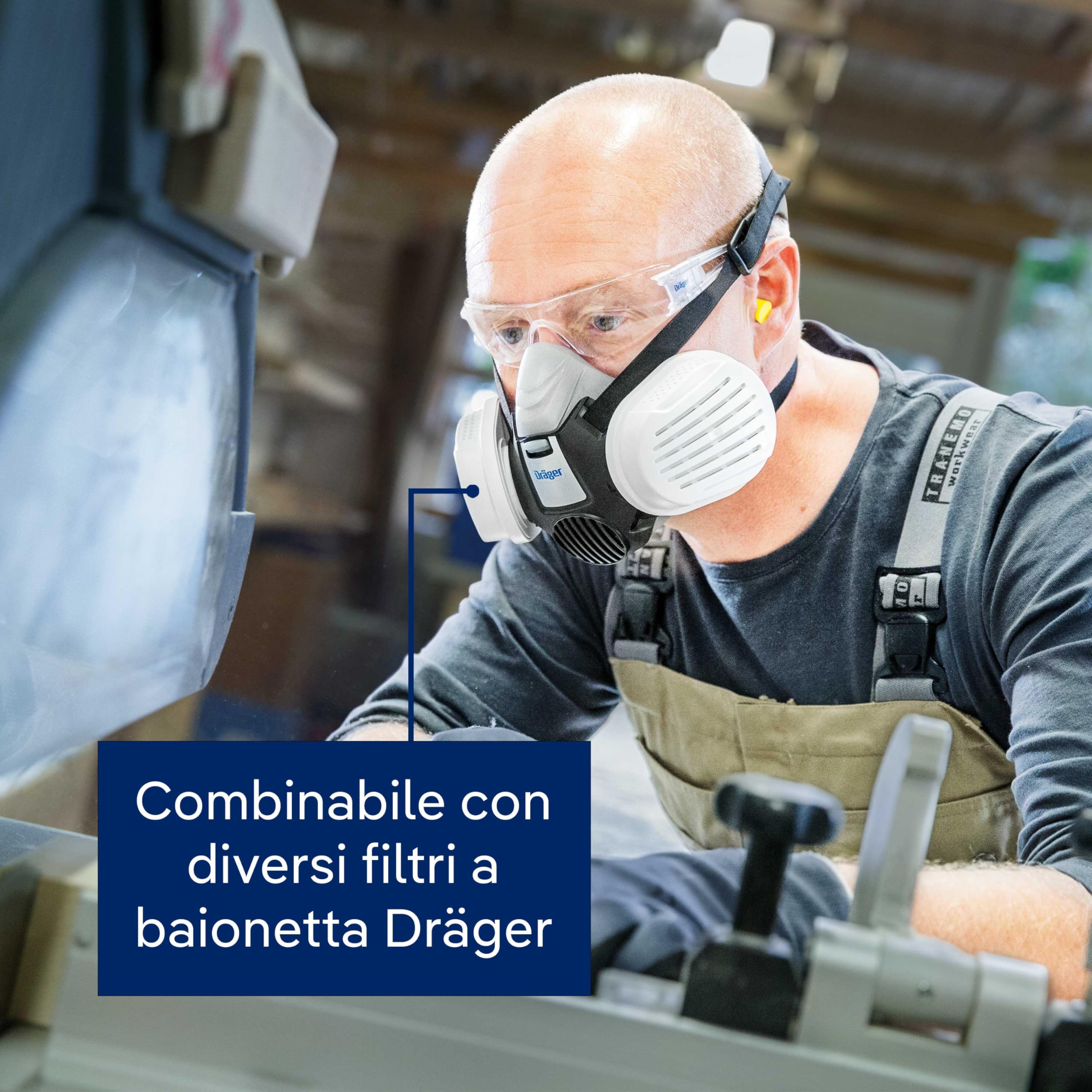Dräger X-plore 3300 Mezza maschera polvere-artigianato con filtri P3 resistenti all'acqua contro particelle fini taglie diverse