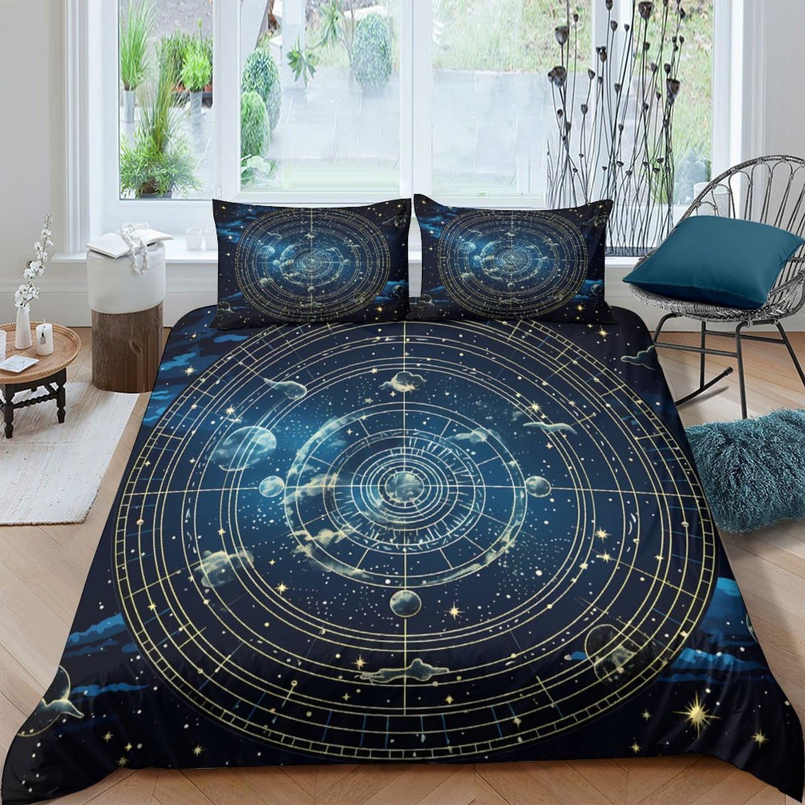 TUFRTGYHN 3D Printed Galaxy Starry Sky Duvet Cover Set Microfiber Soft Breathable Cosmic Nebula Bedding for Bedroom Decor Single（135x200cm）