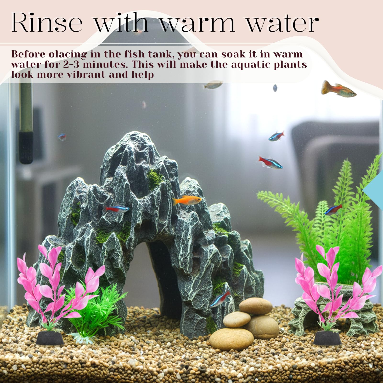 2 szt. 10 cm małe rośliny akwariowe do akwarium Betta, rośliny akwariowe, dekoracje, zbiorniki rybne, rośliny, liść, hamak, dekoracja trawy wodnej (różowe)