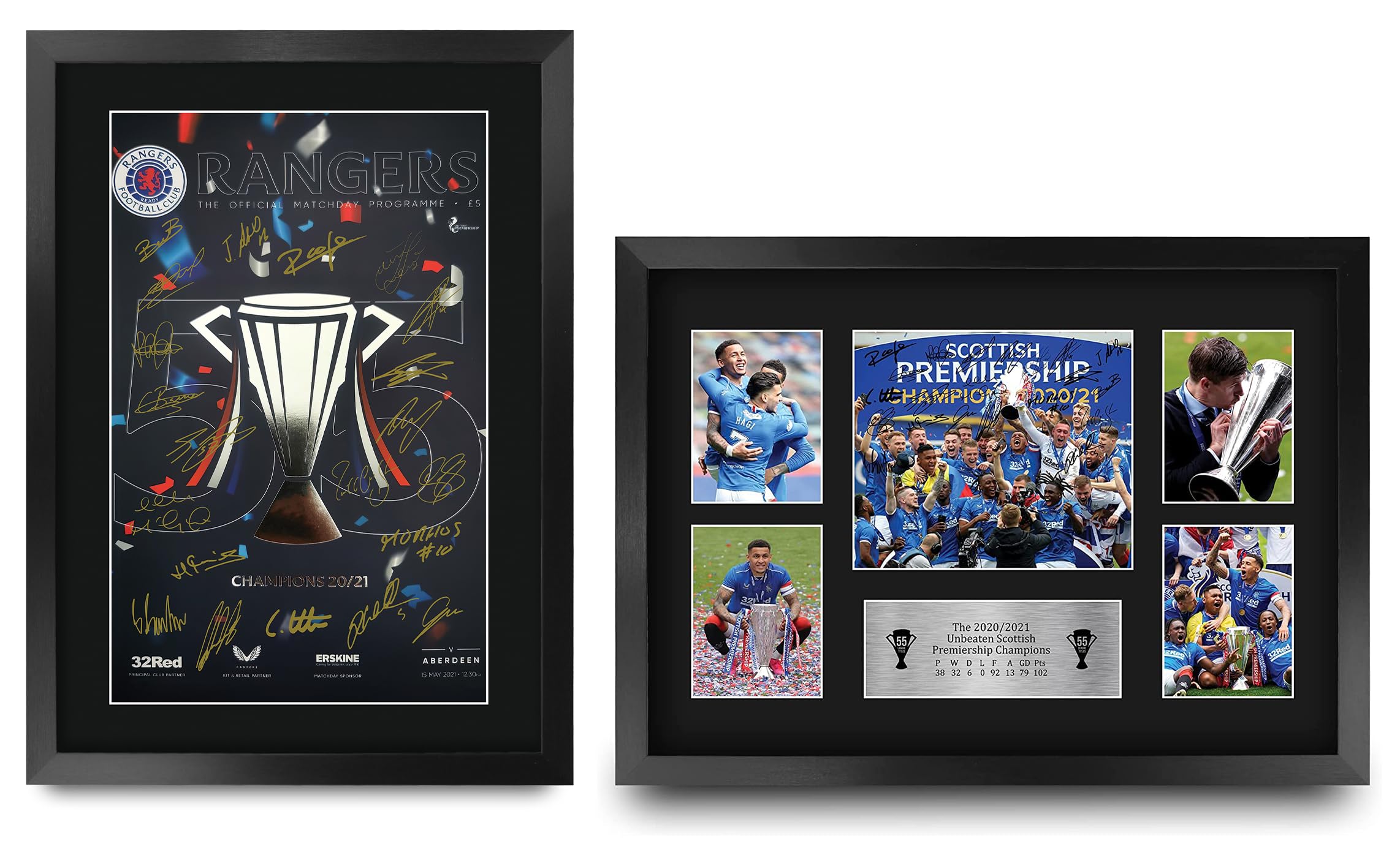 HWC Trading Rangers 55 Display & Programme Collection 16 x 12 inch Printed Memorabilia Signed Autograph Photograph Display for Soccer Fans and Supporters - 16
