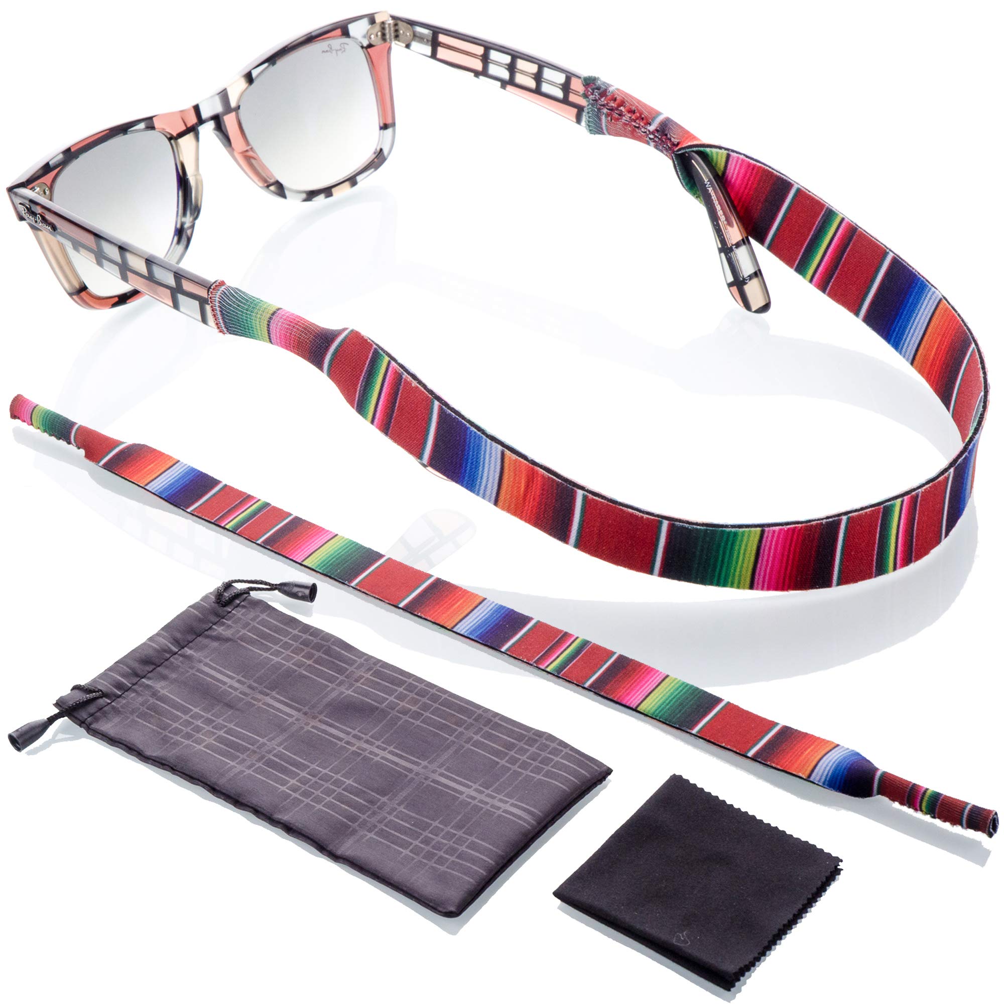 Leyaron Sunglass and Glasses Sport Strap - Pink Active Eyewear Retainer With Bonus Items (Down South)