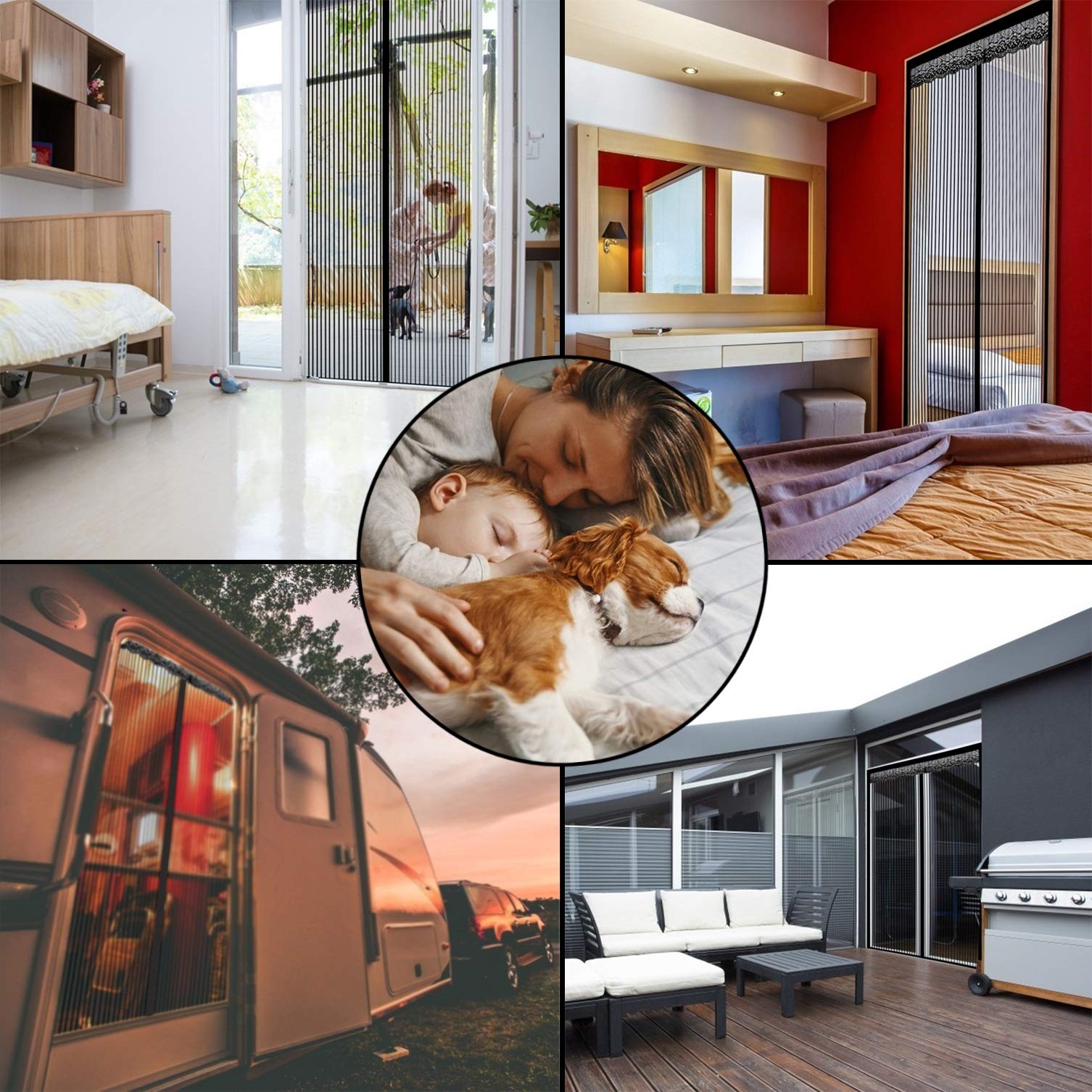 Zanzariera Magnetica 140x250cm Rete Tenda Anti Zanzare Punch Gratuito per Ingresso,Porte, Cortili, Grigio