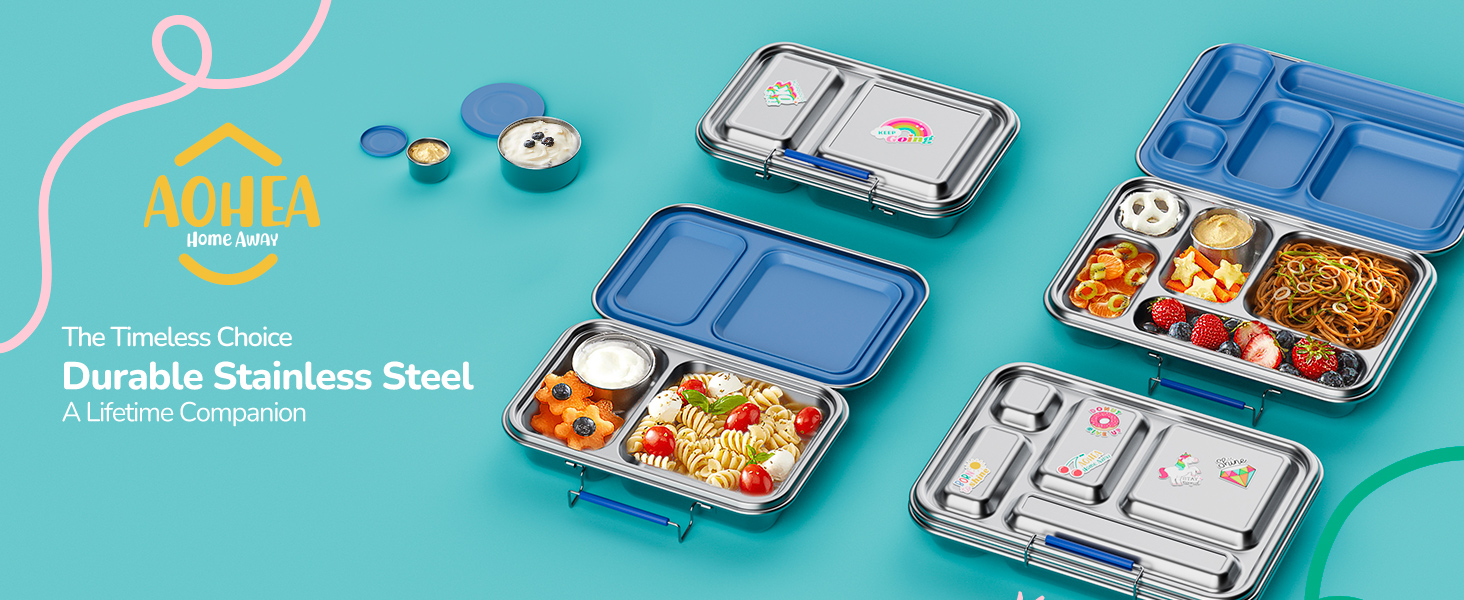 Amazon.com: AOHEA Stainless Steel Lunch Box for Kids, Leak Proof