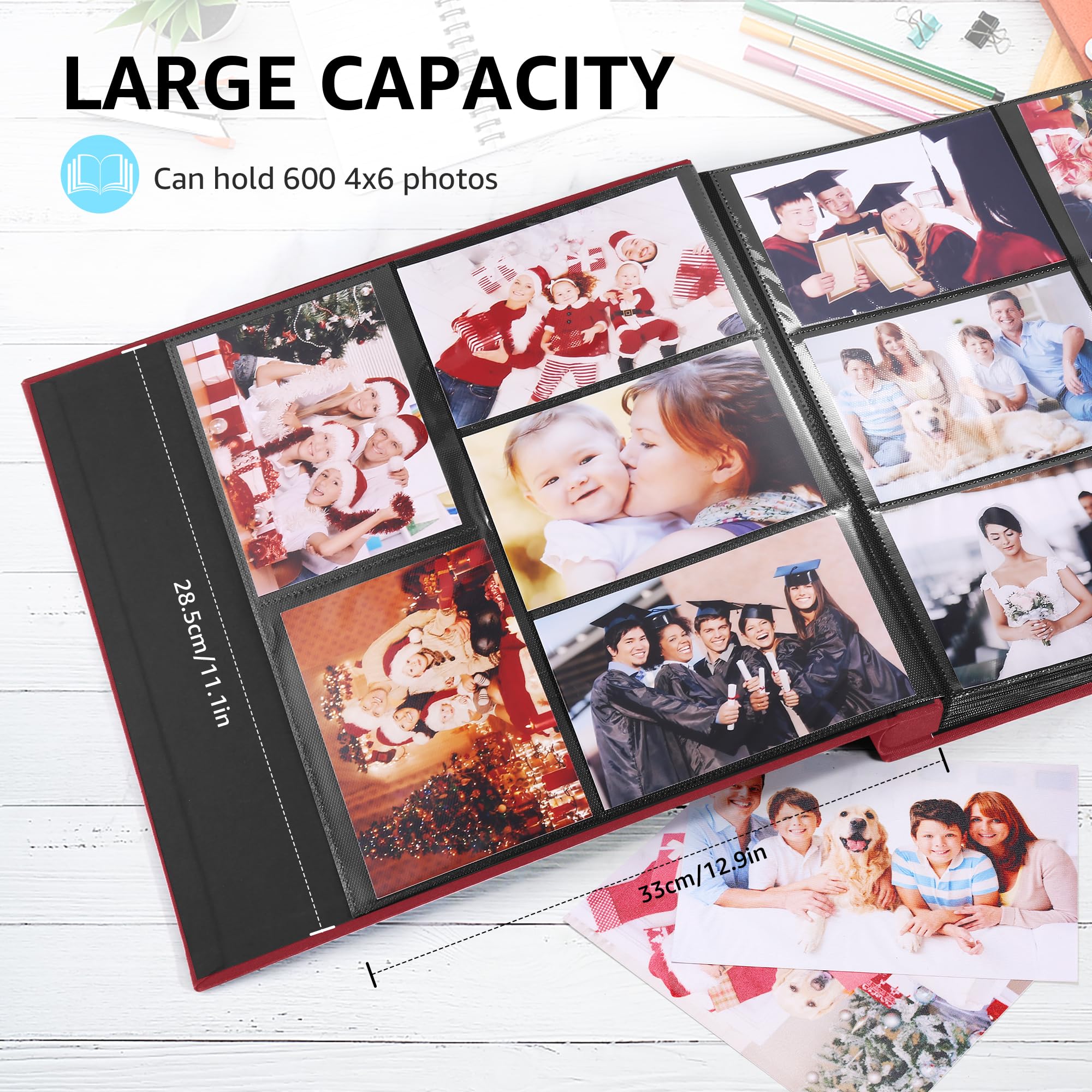 DazSpirit Photo Albums 6x4 Inch 600 Pockets Slip In, Customizable Linen Cover 10x15cm Photo Album, Large Capacity - Image 4