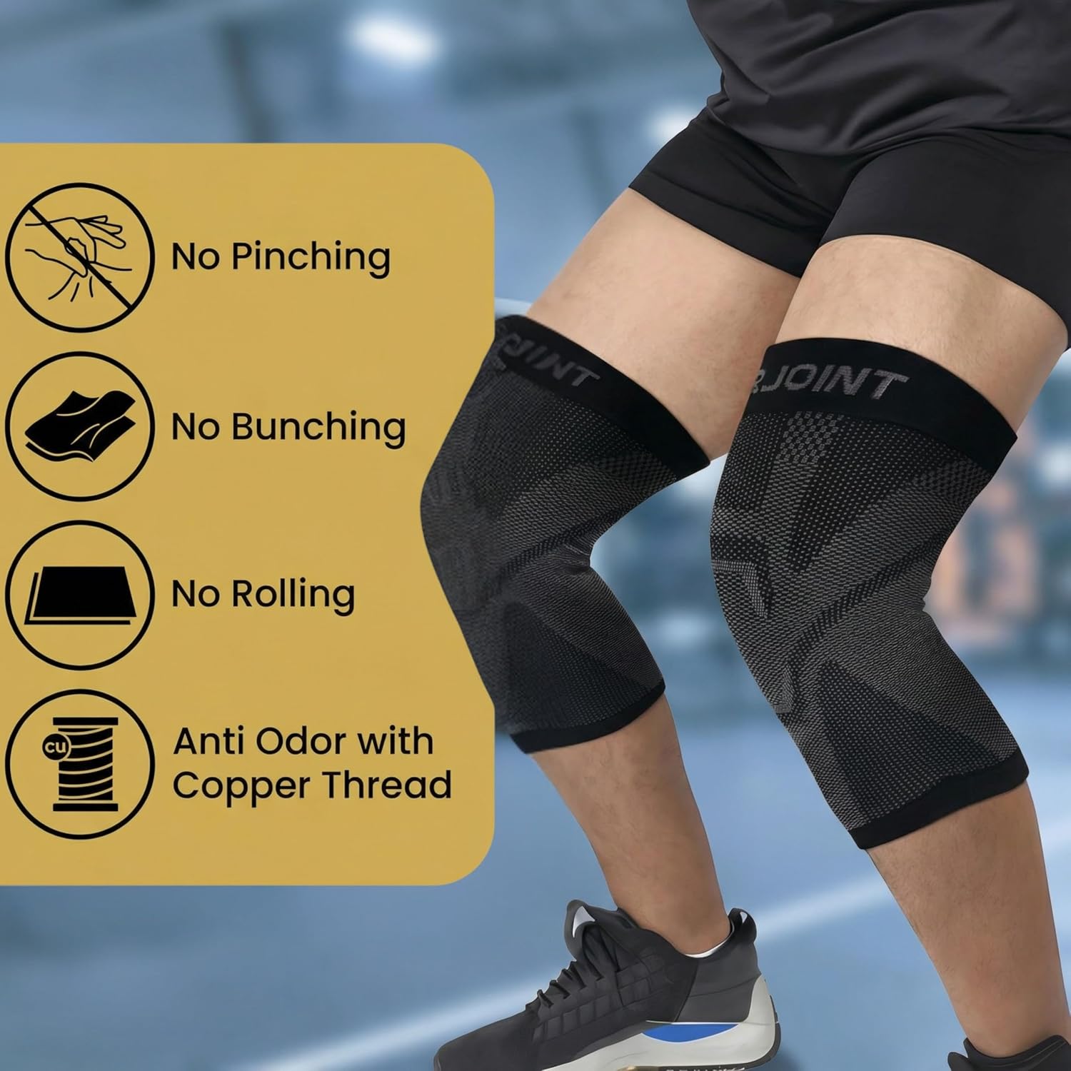 CopperJoint Knee Sleeve Pair for Women & Men, Lightweight Compression Knee Support Sleeves for Everyday Wear, Walking, Workouts & Daily Activity, 1 Pair
