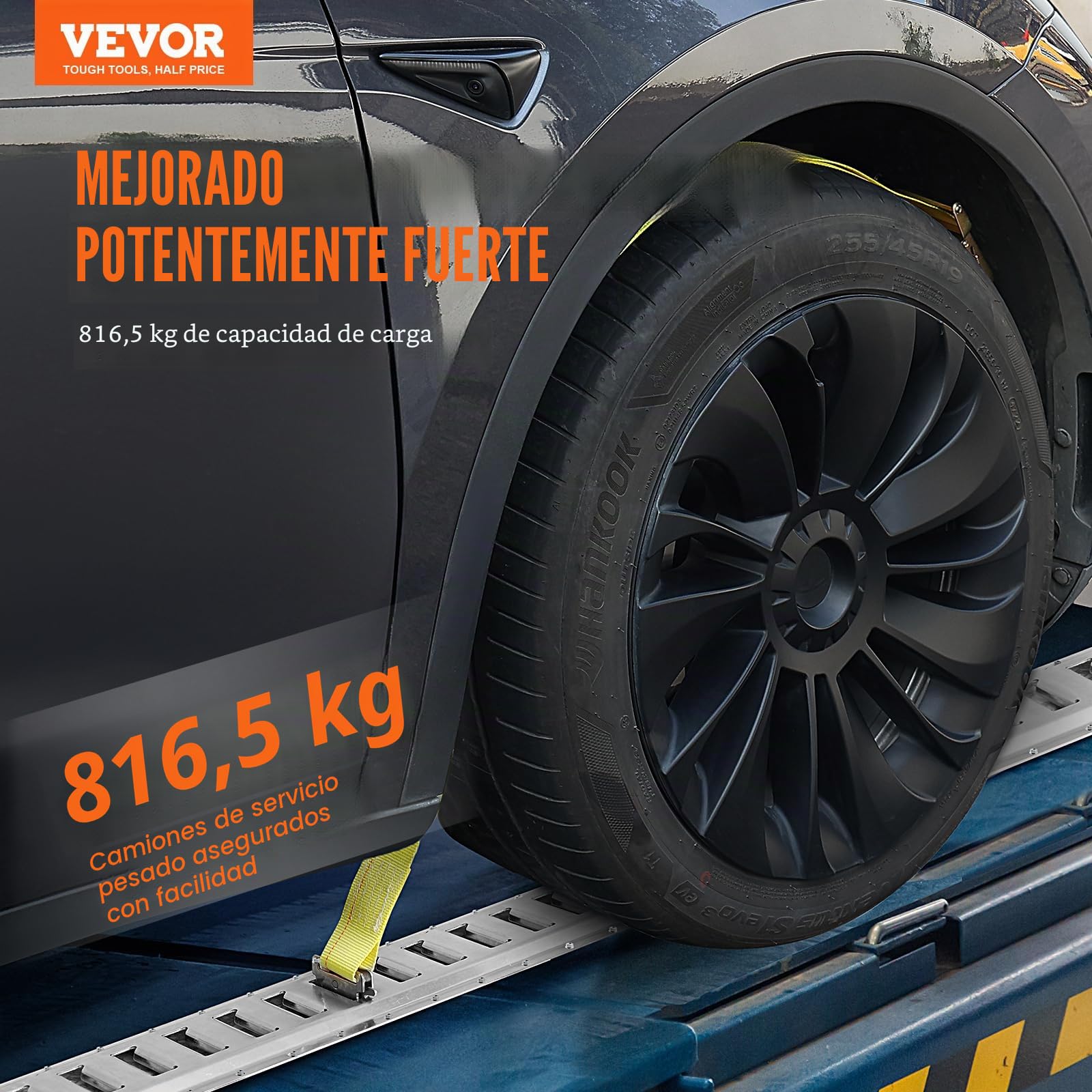Vevor El Juego Incluye 8 rieles de Acero y 2 Anillos de Amarre de una Sola Ranura con Tapas de Extremo de Anillo en D, Accesorios de Seguridad de Carga, Motocicletas y Bicicletas, Kit de rieles de