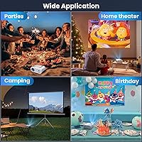 Vista 6 de Mini proyector, proyector con WiFi y Bluetooth, proyector portátil de soporte 1080P, altavoz integrado, compatible con teléfono