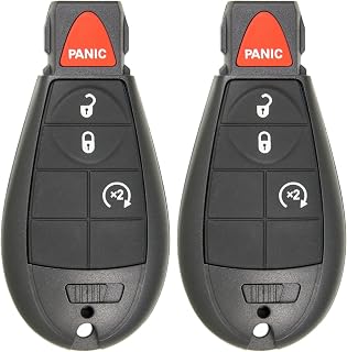 Keyless2Go Keyless Entry Remote Car Key for RAM Vehicles That Use 4 Button Fobik GQ4-53T with Remote Start - 2 Pack