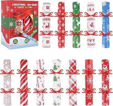 CCINEE 12 Packs Christmas No-snap Party Table Favors, Party Poppers with Prizes for Xmas Gifts for Holiday Prize