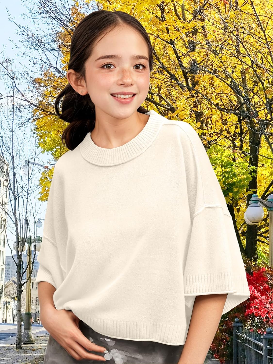 Girls Short Sleeve Sweaters 2026 Teen Spring Croped Summer Fashion Outfits Crewneck Lightweight Pullover Sweater Tops - Image 2