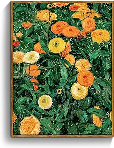 crmotu Framed Canvas Wall Art, Botanical Floral Vintage Wall Decor, Green Nature Decor Art Prints, Wildflower Home Decorations Rustic Wall Paintings for Living Room Bedroom Kitchen Farmhouse 12x16in