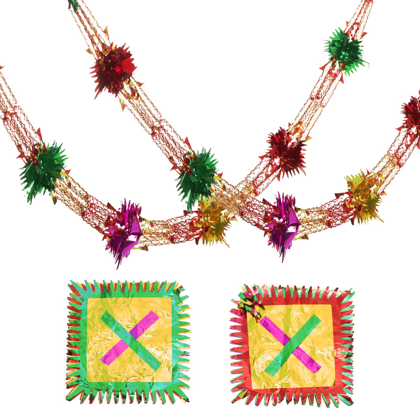 Skystuff Christmas Ceiling Decorations, 2Pcs Christmas Garland Retro Christmas Foil Decorations