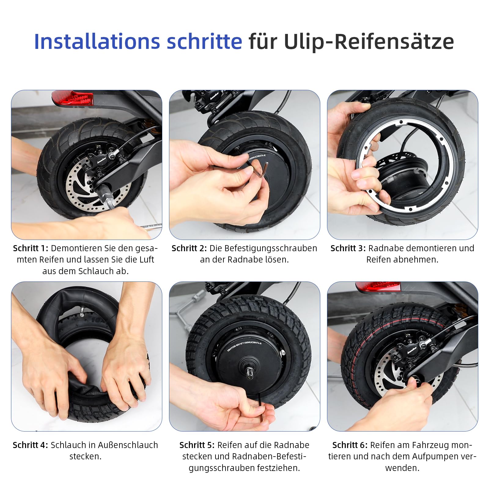 ulip 2 PCS 255x80 Offroad Reifen+2 PCS 10x3 Schlauch für Nanrobot Joyor Varla Eagle Apollo Ghost zero 10x kaabo WOLF WARRIOR MANTIS Scooter,80/65-6 Reifen