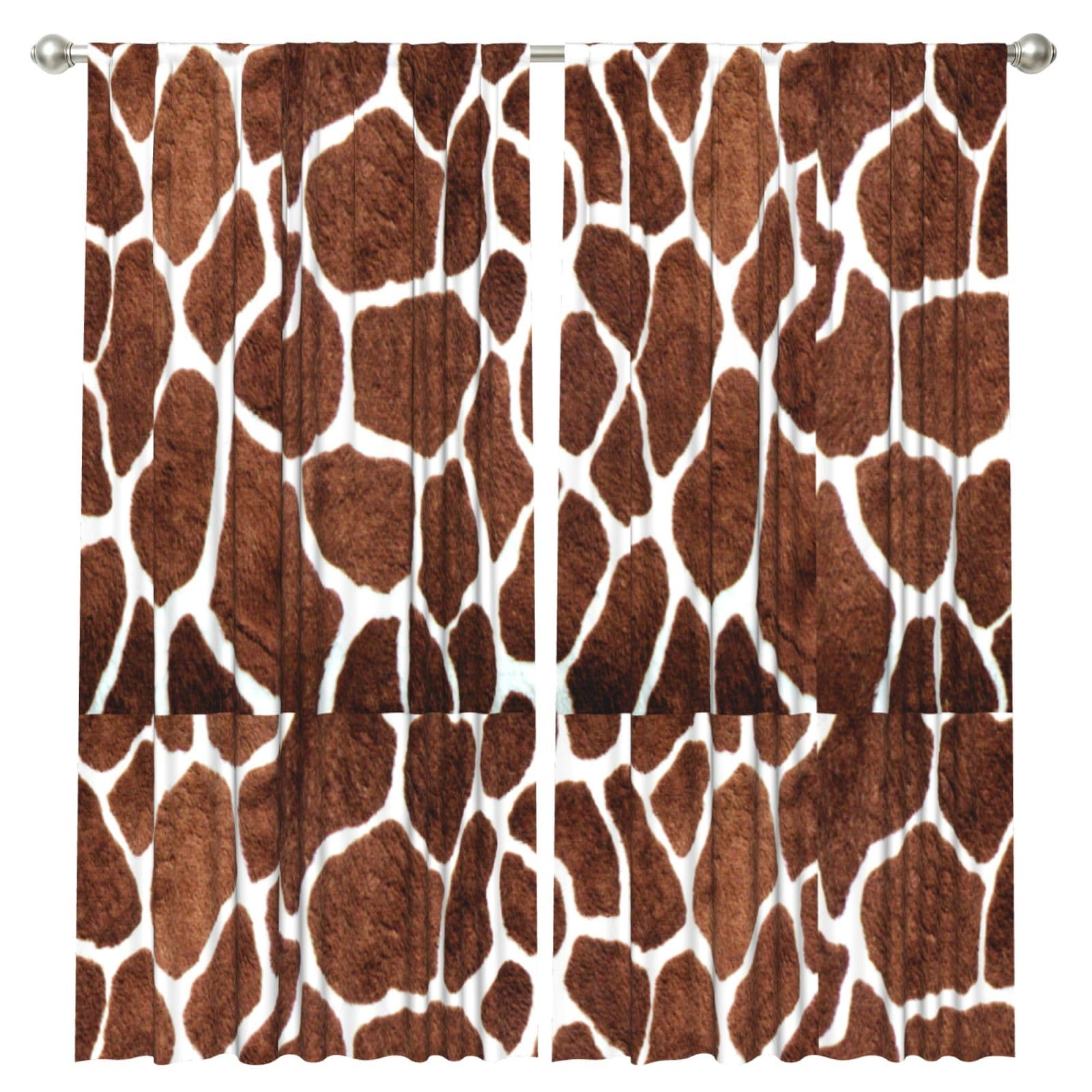 InOmak Giraffe Skin Print Animal Texture, 2 Panels Window Curtains 52 x 84 Inch Blackout Curtains for Living Room Bedroom