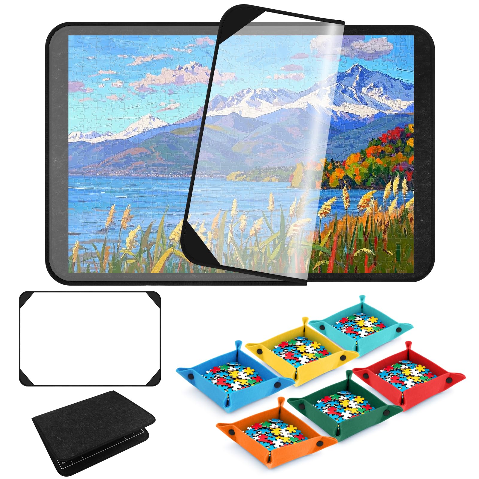 Jigsaw Puzzle Board 1000 Pieces 80 x 50 cm Jigsaw Mat With 6 Sorting Trays
