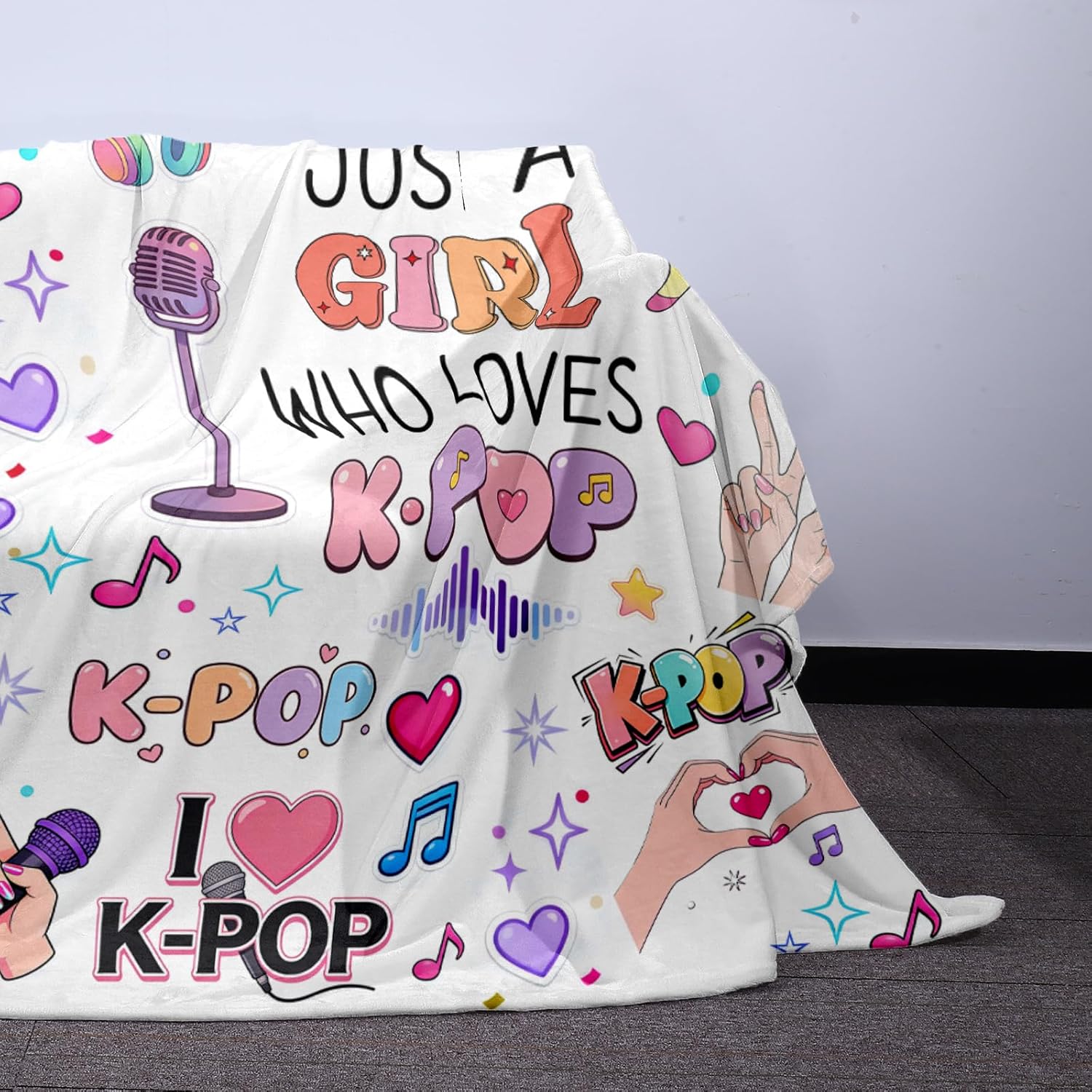 K Pop Blaneket Gifts for Girls - Kpop Blanket for Women Girls Kpop Merch K Pop Valentines Throw Blanket for Teen Girl, Kpop Lovers Gift for Friends Just a Girl Who Loves K-Pop Blankets 50x60in - Image 4