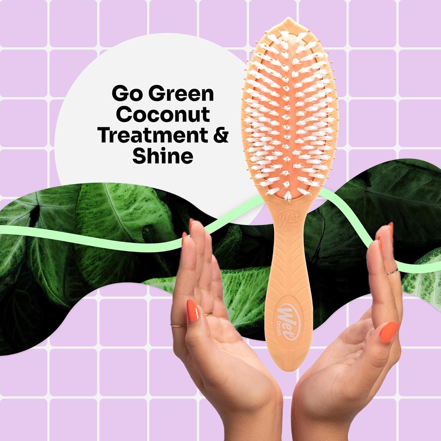 Wet Brush Go Green Coconut and Tea Tree Oil Infused Detangling Hair Brushes Bundle - 2 Brushes