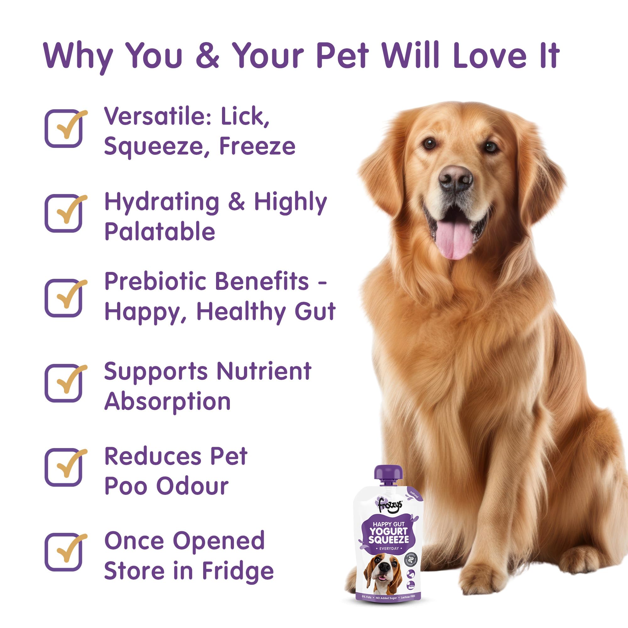 Frozzys Yogurt Squeeze, Fermented Yoghurt with Prebiotics for Dogs, Lactose Free, 0% Fat, No Added Sugar. Lickable - Image 4