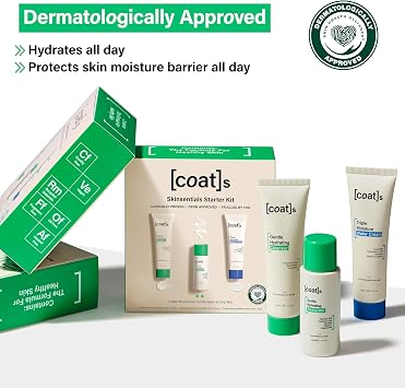 Coats Skinsentials Starter Bundle – Travel Cleanser, Toner & Moisturizer (1 oz each) – 3-Step Regimen Prevents Breakouts & Protects Barrier with Ceramides, For Women & Men