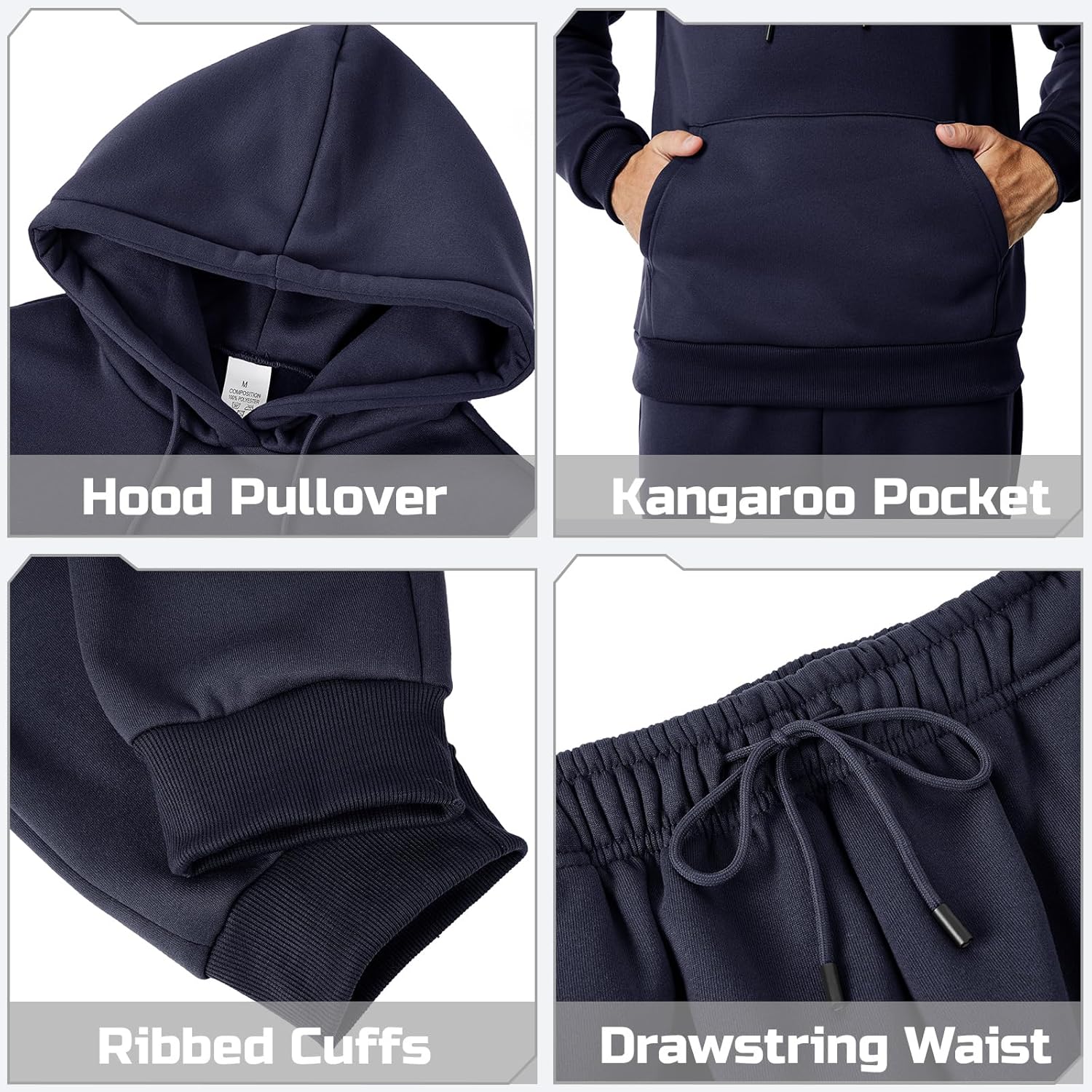 Men's Tracksuits 2 Piece Casual Long Sleeve Sweatsuits Athletic Hoodie and Sweatpants Set Jogging Suit