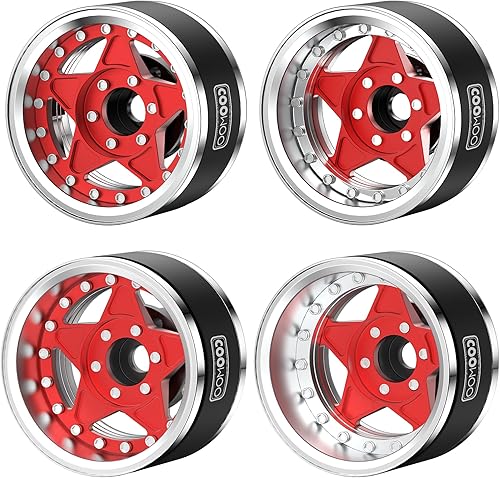 COOWOO Piezas de actualización de ruedas RC, ruedas Beadlock de 1.9 pulgadas, compensación ajustable para camiones 110 TRX6 TRX4 o SCX10 RC, hechas