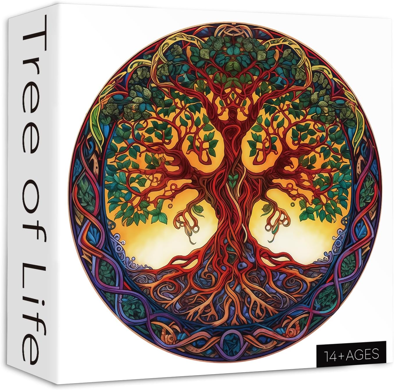 Tree of Life Puzzles for Adults 1000 Pieces, Mandala Tree Jigsaw Puzzles, Nature Plant Round Puzzle, Hard Challenging Puzzles