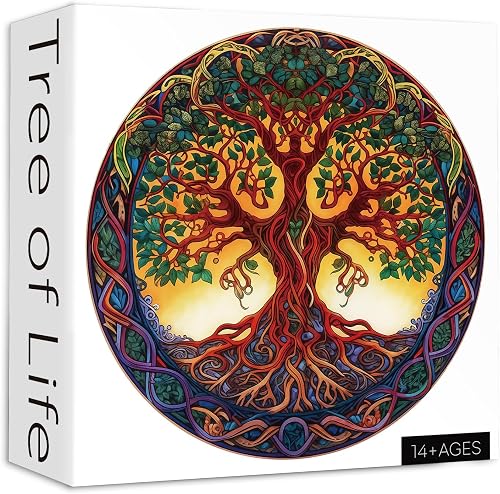 Tree of Life 1000 Piece Mandala Jigsaw Puzzles: Nature Plant Round, Hard Challenging Puzzles for Adults