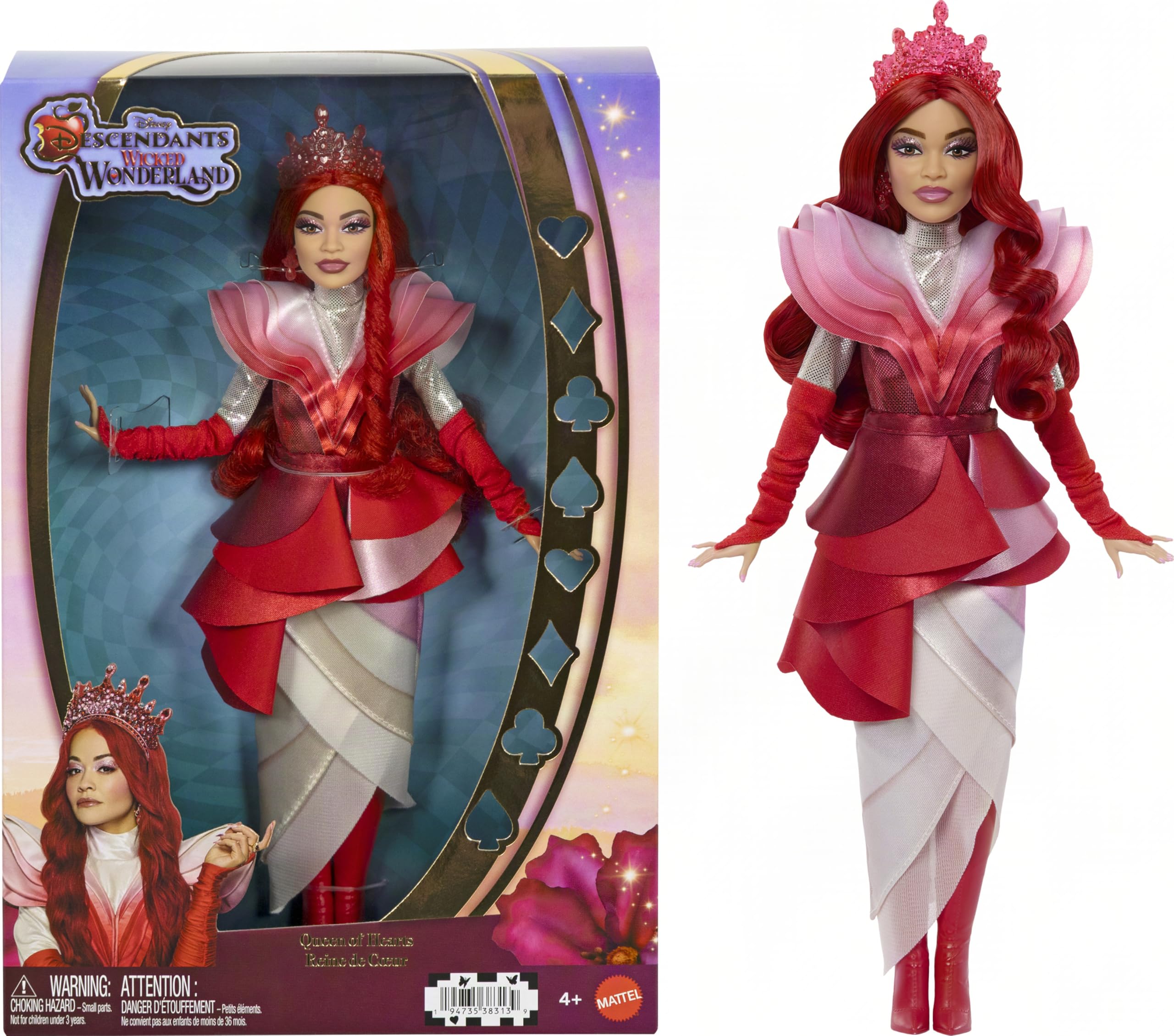 Mattel Disney Descendants Wicked Wonderland Deluxe Fashion Doll, Queen of Hearts with Removable Movie Inspired Clothing & Crown