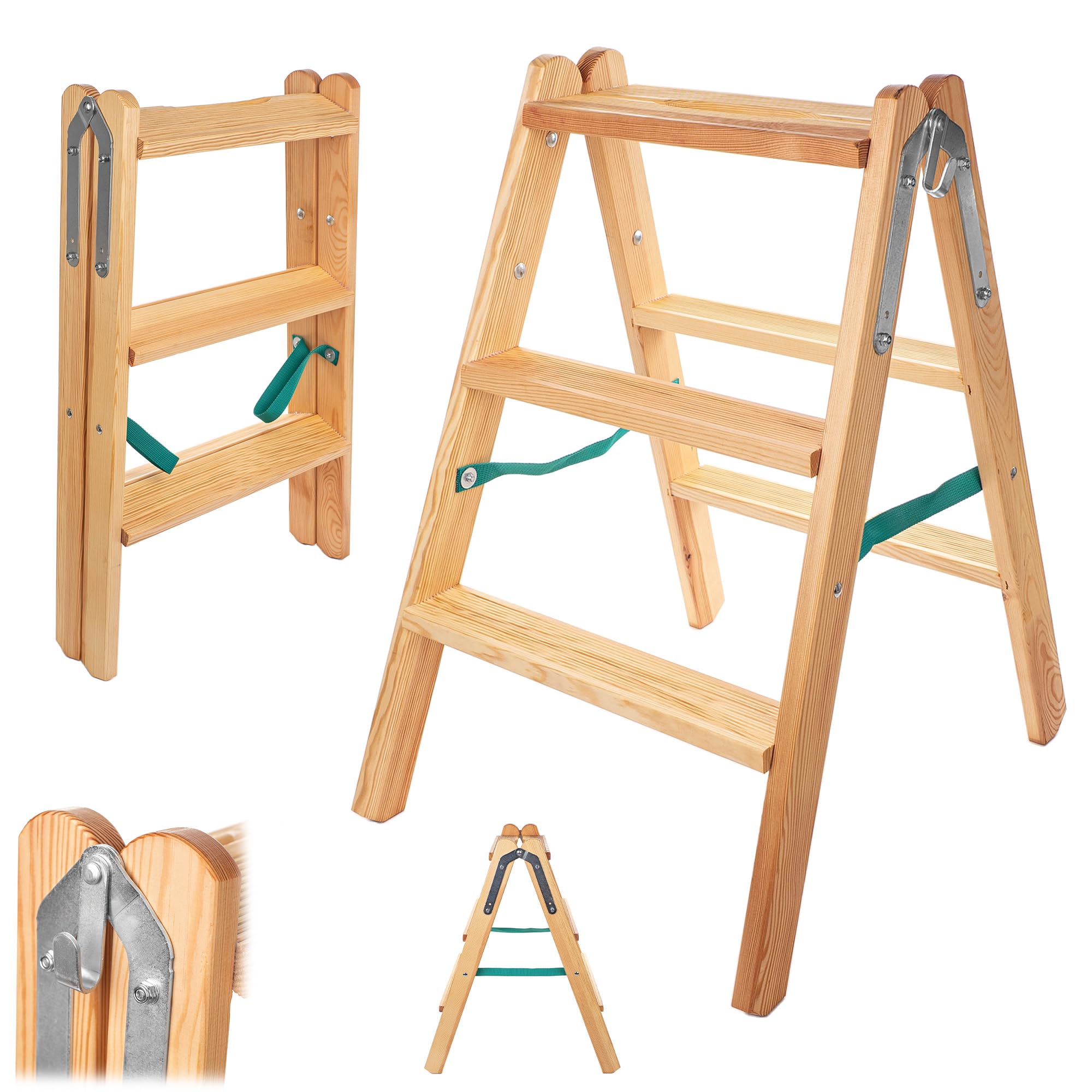 KADAX Wooden Ladder, Boxing Ladder Up To 150 Kg, Folding Painting - View #5