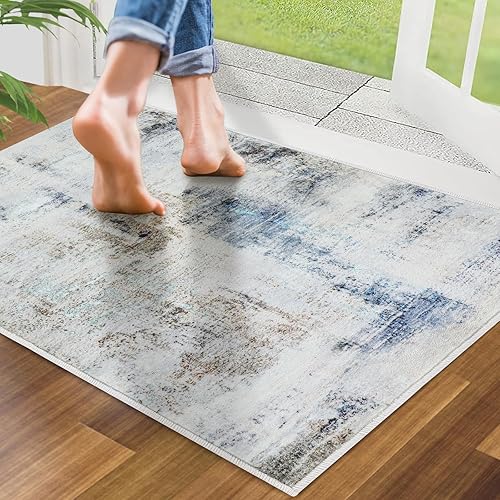 Miniatura 7 de Tapete para puerta delantera, de lana sintética, antideslizante, absorbente, abstracto, para entrada, pasillo, lavandería, zonas de alto tráfico, 20